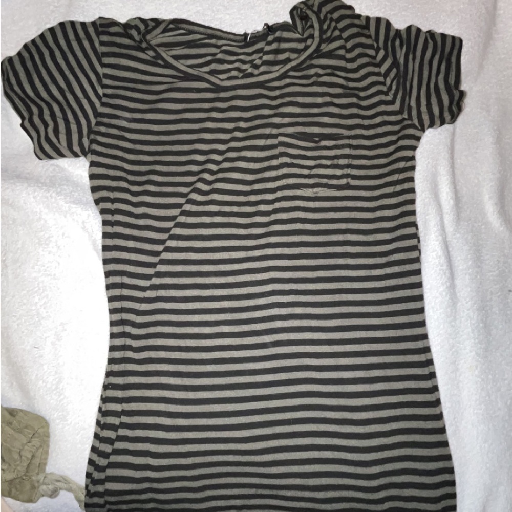 Green and Black striped shirt